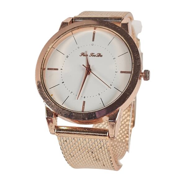 Fei Fei Da Quartz Watch Rose Gold Tone 39.9mm Case Mesh Band Tested New Battery - Picture 1 of 13